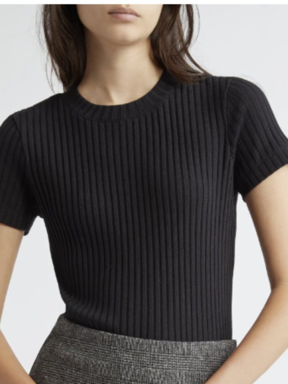 Vince Rib Crewneck Top, Size M